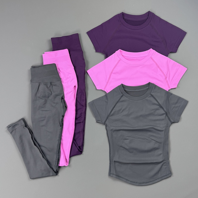 Pilates Yoga Wrap Top - Dwuczęściowy Zestaw Gimnastyczny Damski Krótki Rękaw