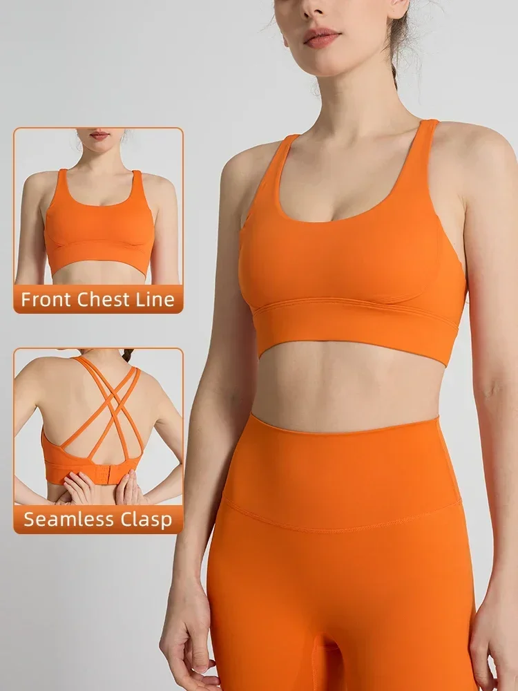 Pilates Yoga Wrap Top - Damski biustonosz sportowy w jednolitym kolorze